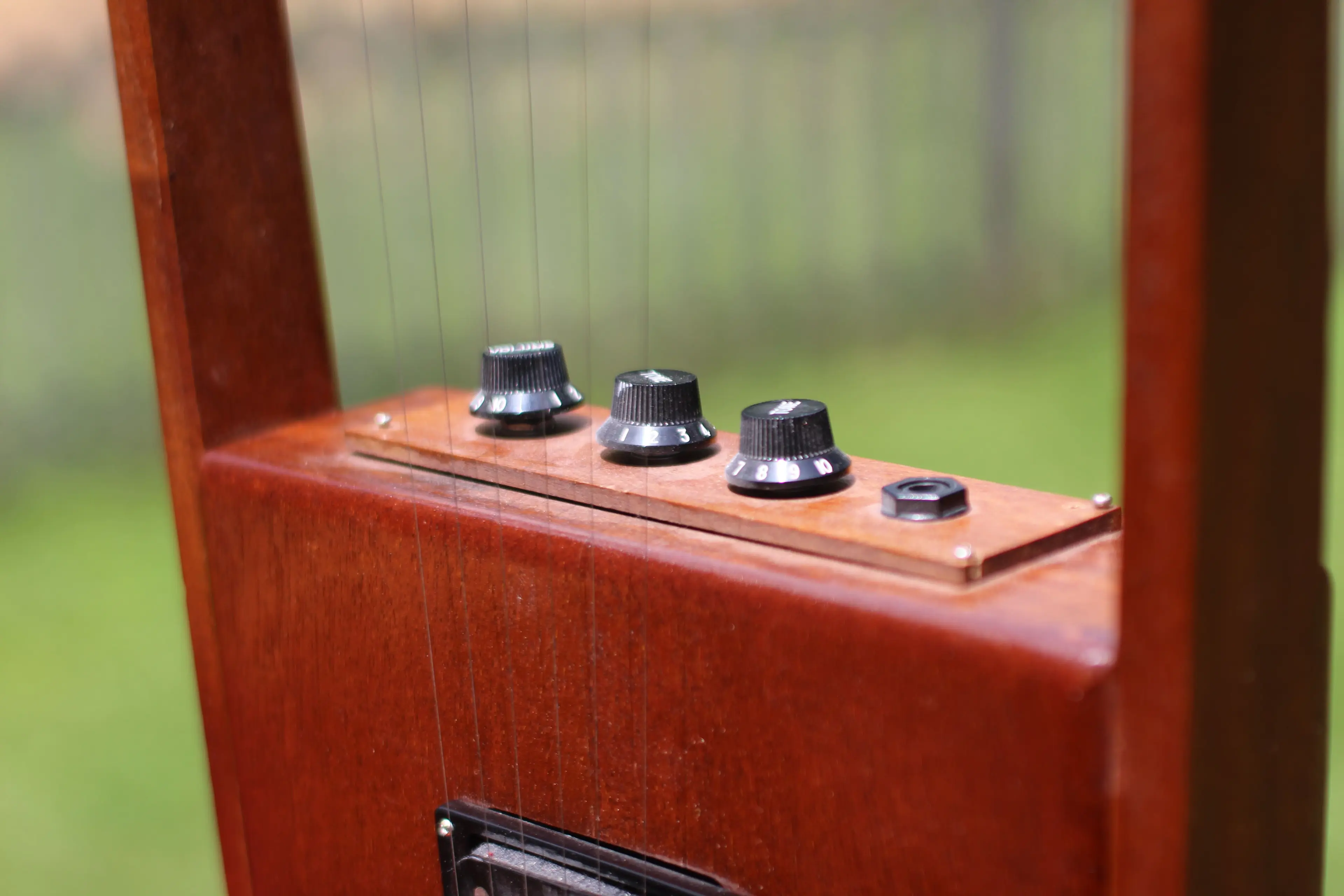 A closeup of krar and the tunes on it